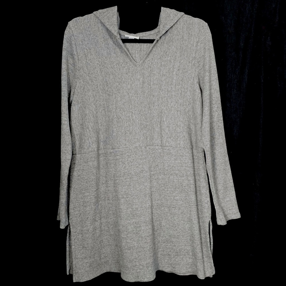 J.Jill Grey Ribbed Knit Hoodie